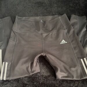 Adidas women's black leggings with gray stripes